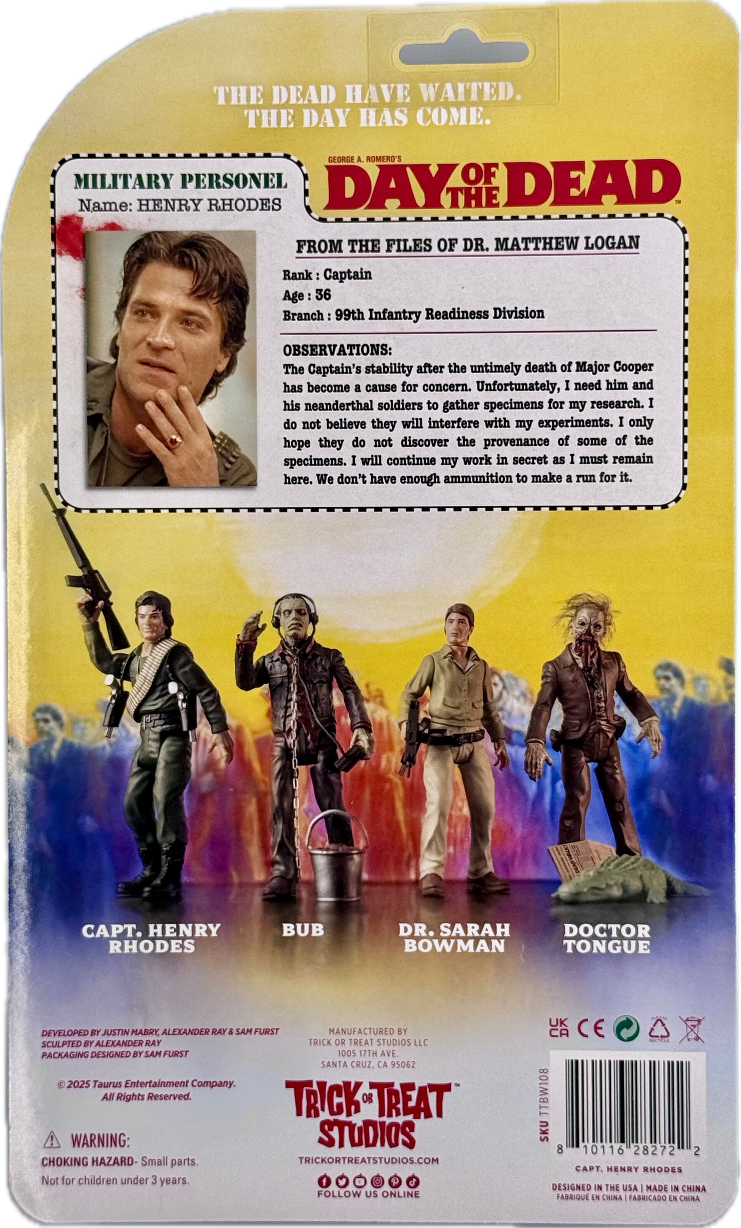 Day of the Dead Captain Henry Rhodes figure back packaging details
