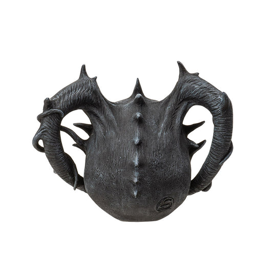 Back view showing curved horns and textured surface detail