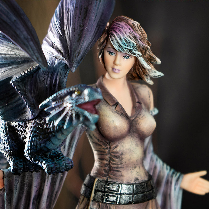 Close-up of trainer face and dragon detail highlighting craftsmanship