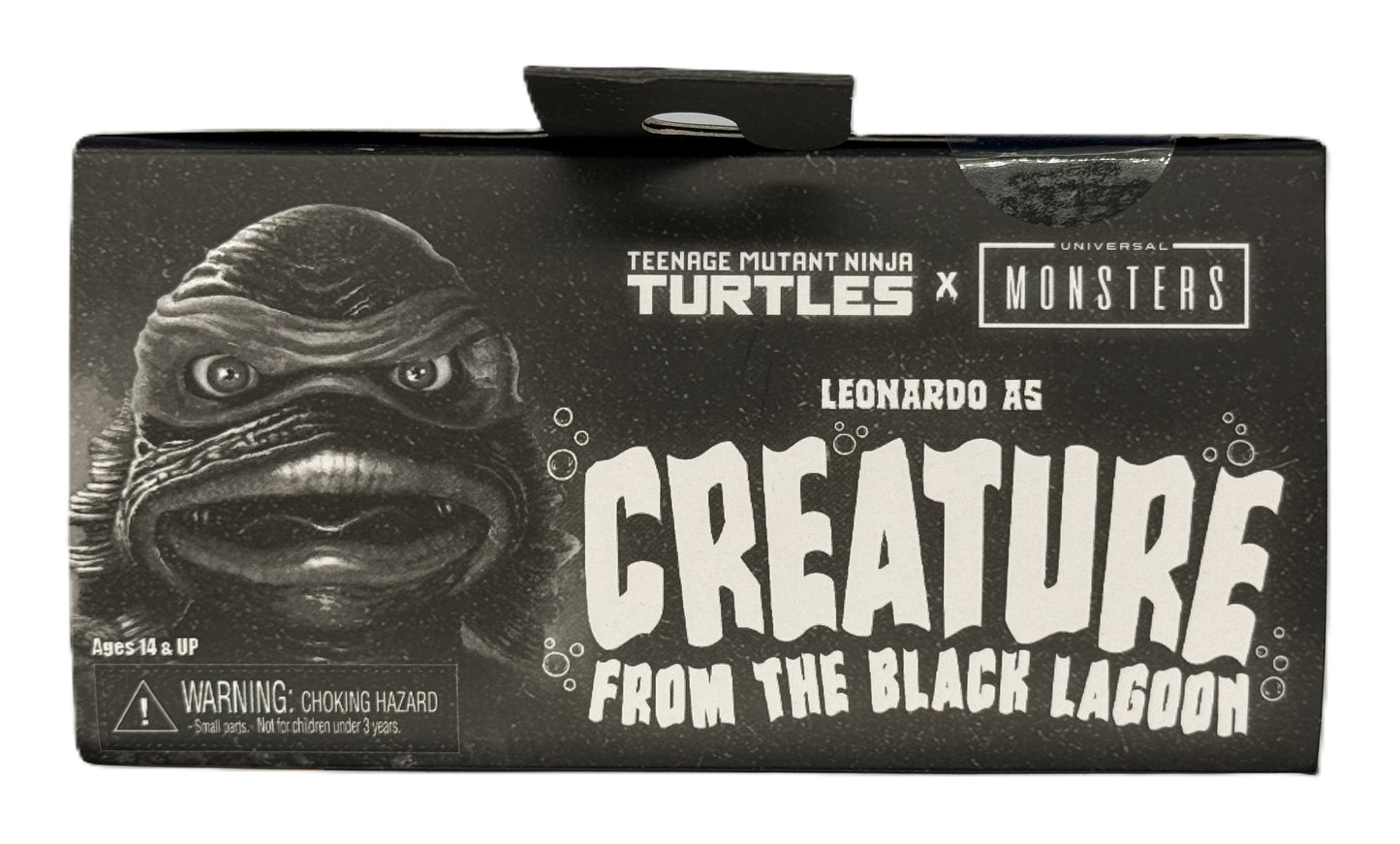 Top packaging artwork featuring Leonardo as Creature From The Black Lagoon collectible figure