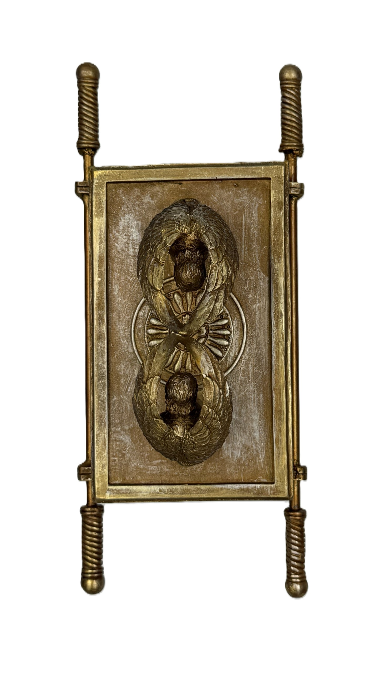 Top view of Ark of the Covenant box featuring two cherub figures facing each other with wings touching
