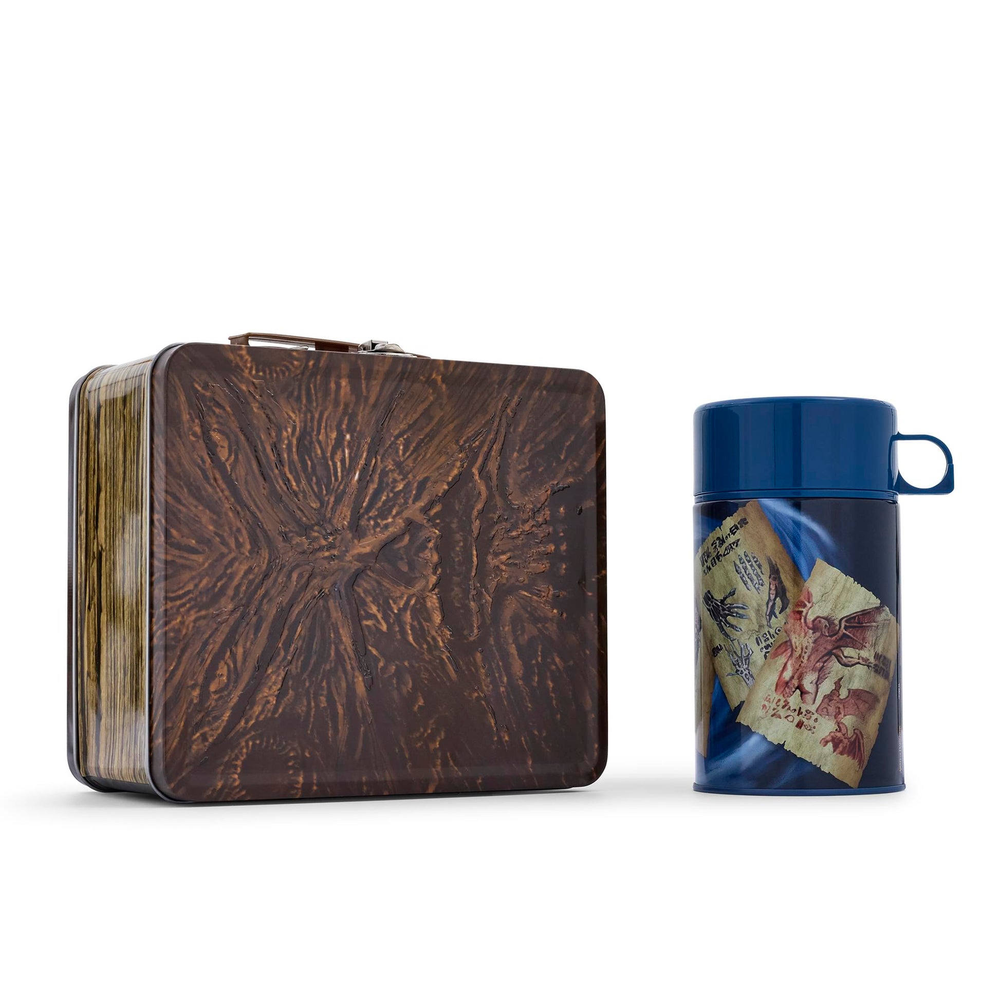Army of Darkness Necronomicon lunch box front view with beverage container
