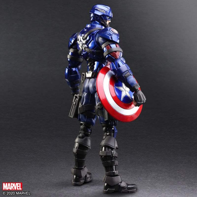 Captain America Bring Arts figure rear view showing armor and shield
