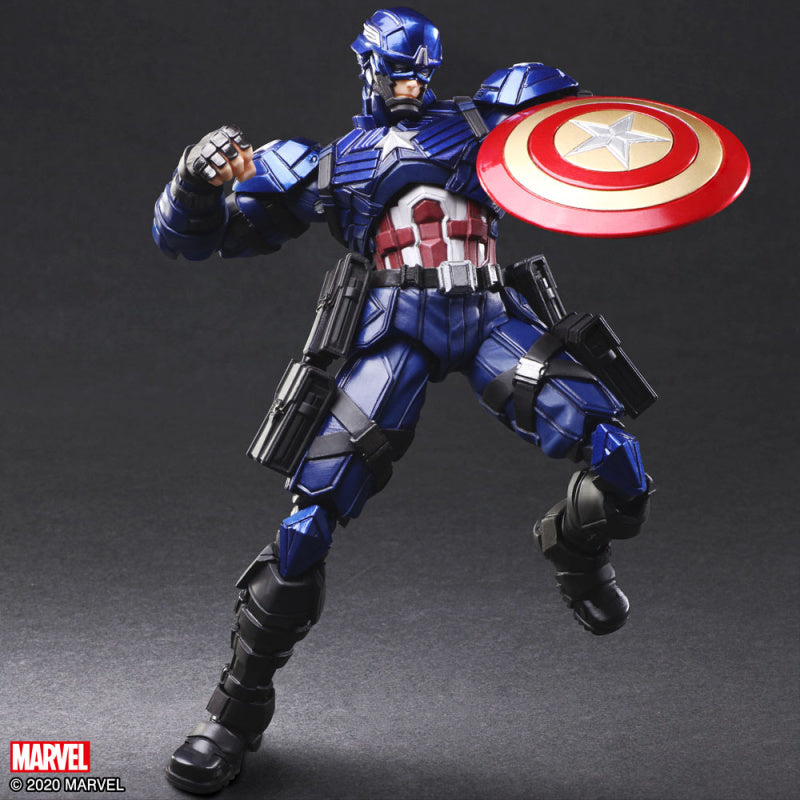 Captain America Bring Arts figure jumping action pose with shield
