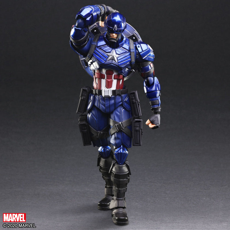 Captain America Bring Arts figure walking pose with shield on back

