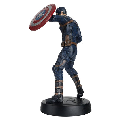 side view of Captain America Marvel figurine showing detailed uniform and base
