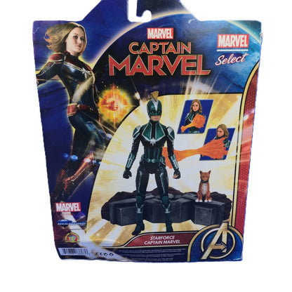 Captain Marvel Marvel Select Starforce figure packaging back showing figure and accessories
