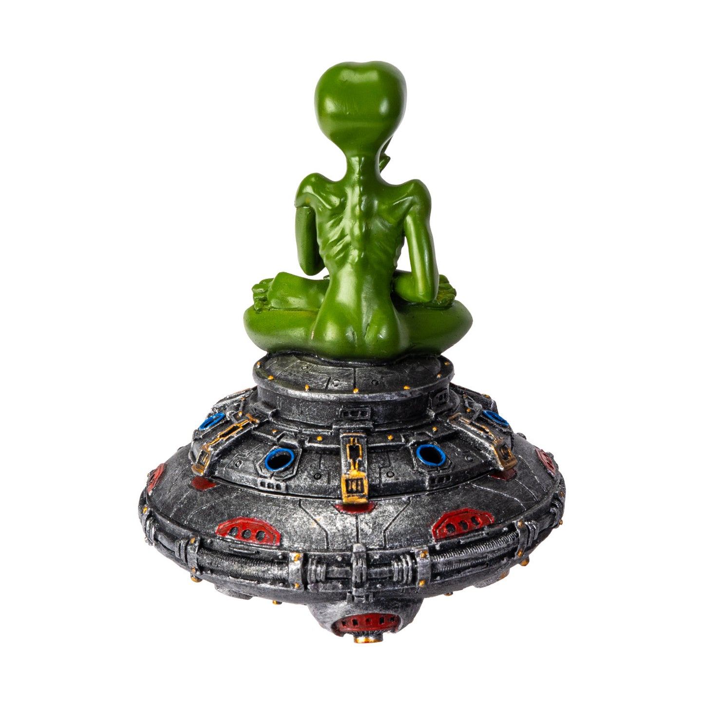 Back view of alien incense burner showing sculpted details
