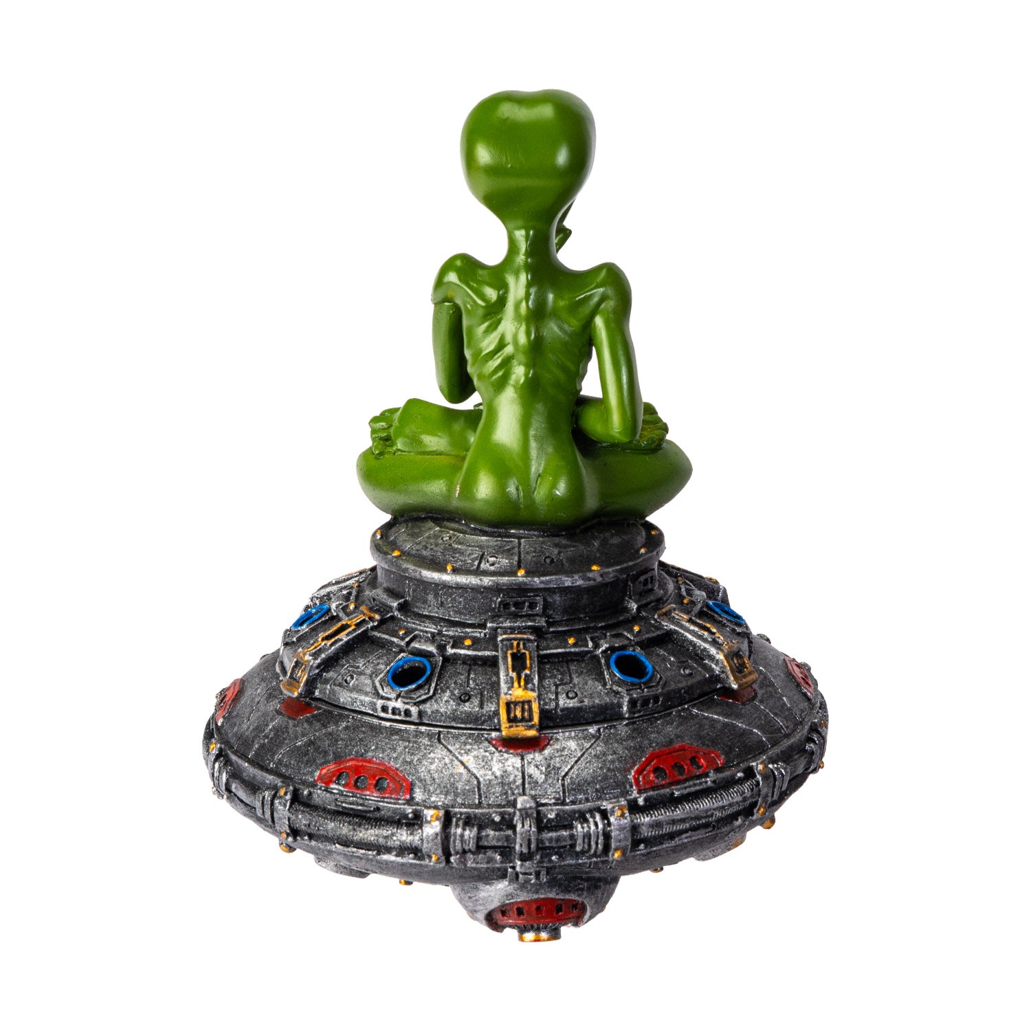 Back view of alien incense burner showing sculpted details
