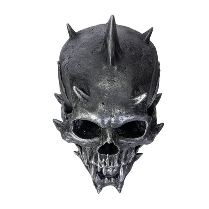 Angled front view of demon skull with detailed fangs and spikes
