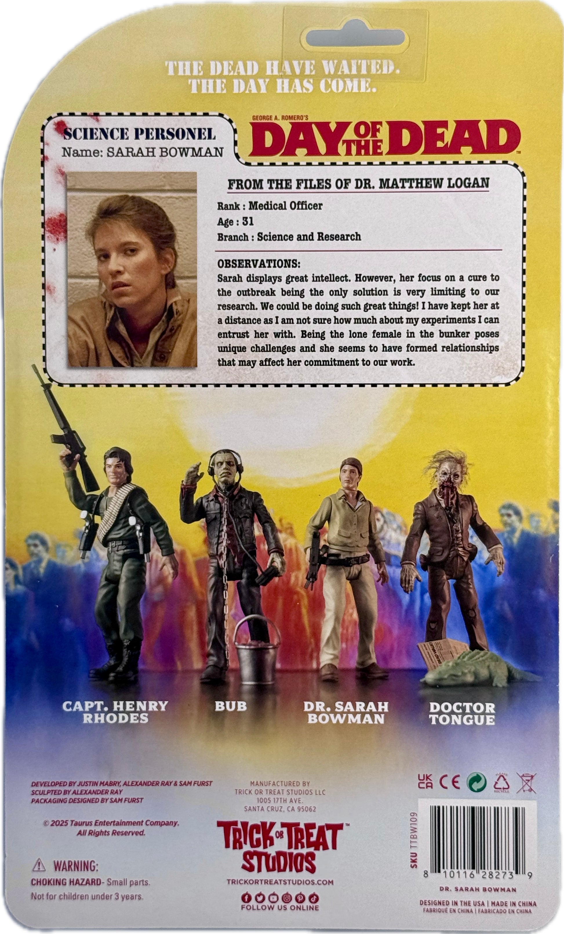 Day of the Dead Dr Sarah Bowman figure back packaging details