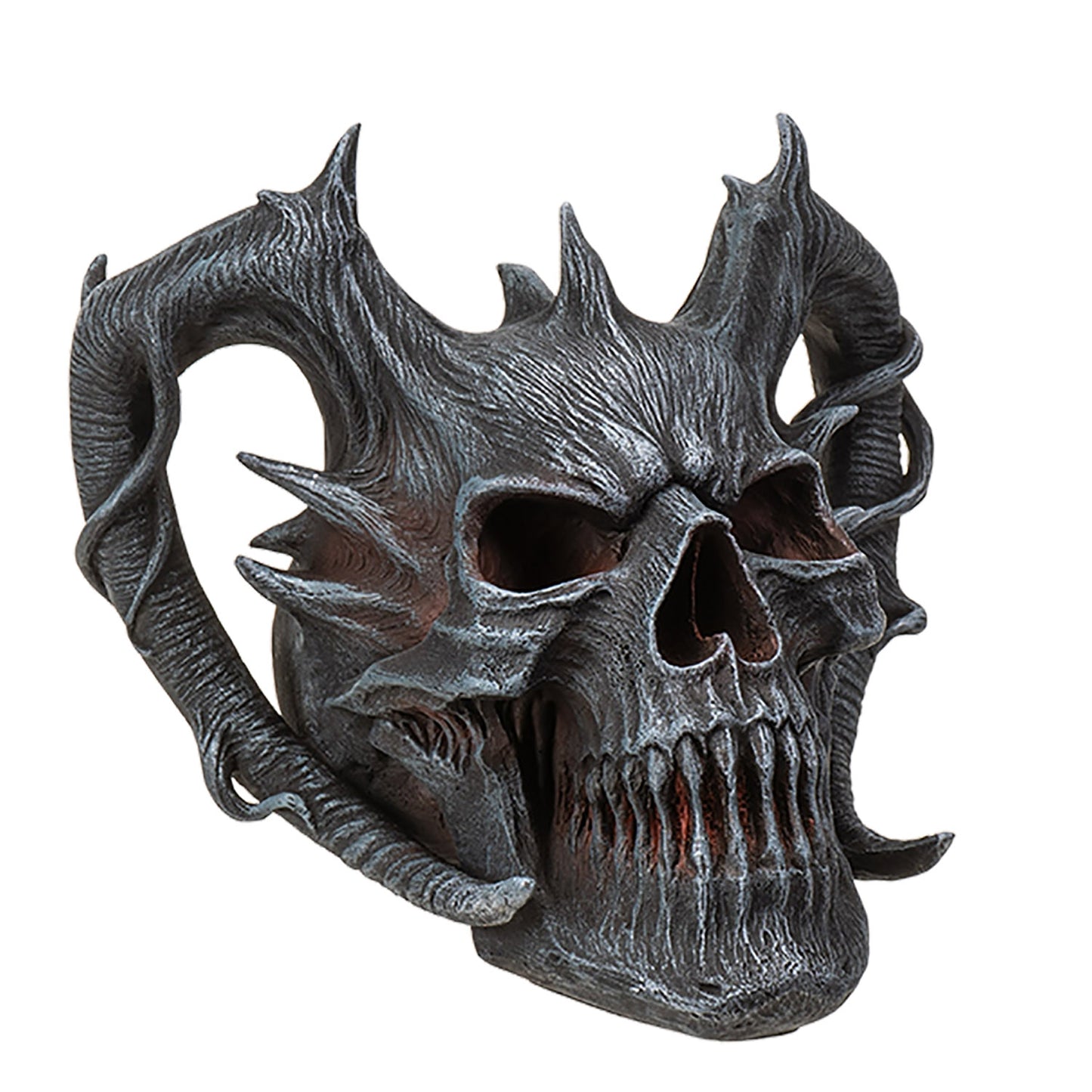 Side view emphasizing elongated horns and intricate sculpting
