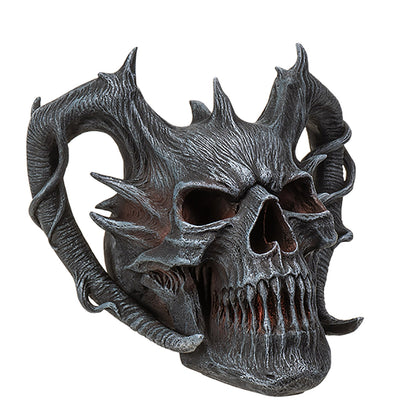 Side view emphasizing elongated horns and intricate sculpting
