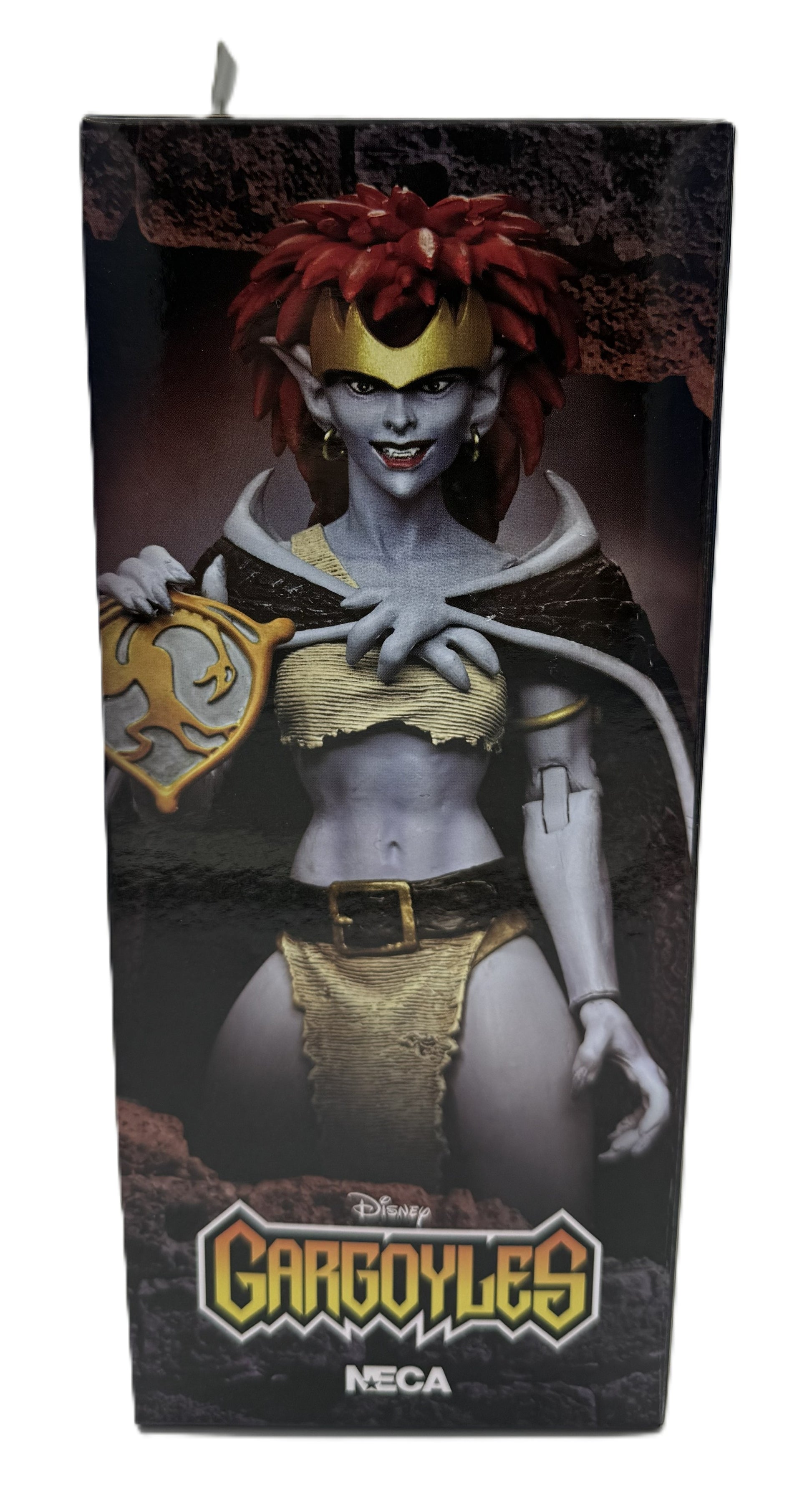 Side artwork featuring Demona from Disney Gargoyles on NECA Ultimate action figure packaging
