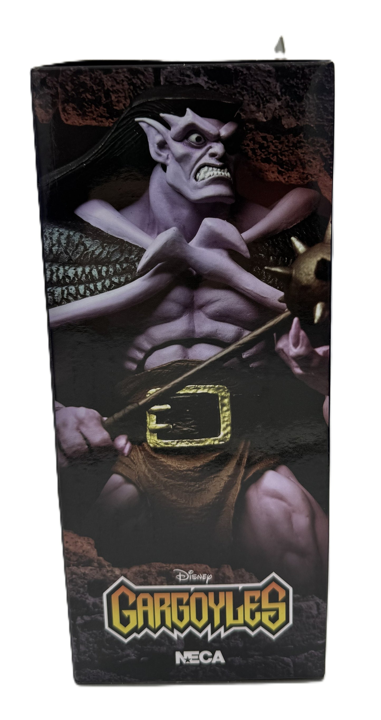 Side artwork featuring Goliath from Disney Gargoyles on NECA Ultimate action figure packaging
