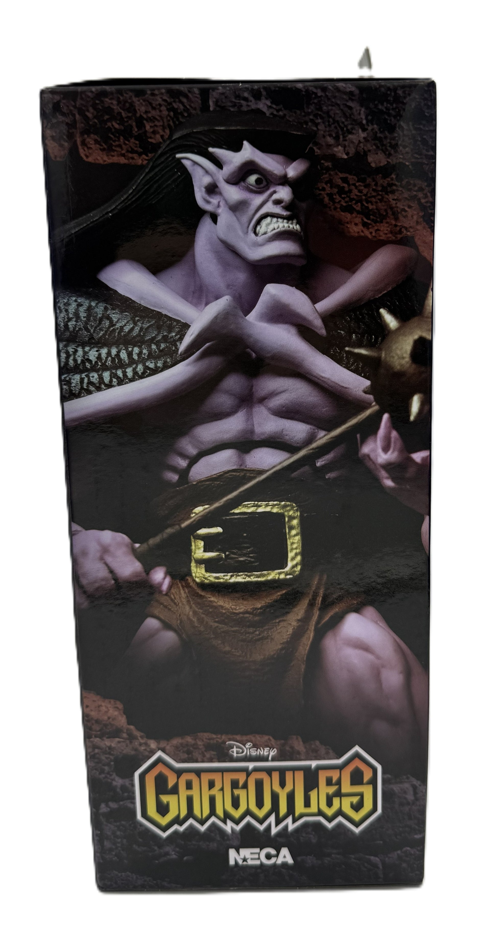 Side artwork featuring Goliath from Disney Gargoyles on NECA Ultimate action figure packaging
