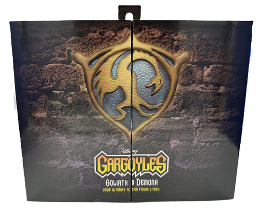 Front packaging artwork for Disney Gargoyles Goliath and Demona Vows Ultimate action figure 2-pack by NECA
