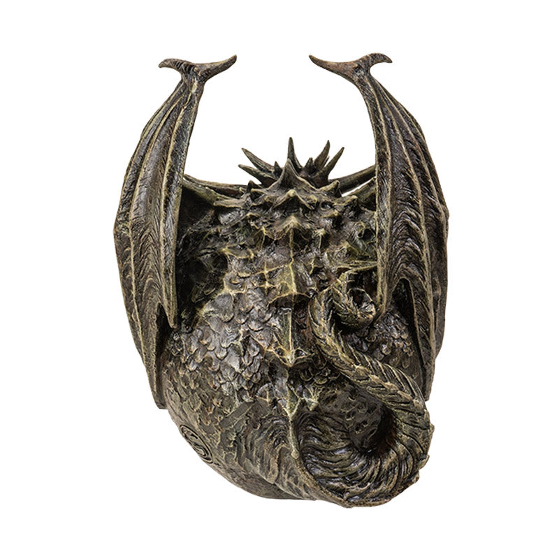 Back view showing dragon wings and textured skull surface

