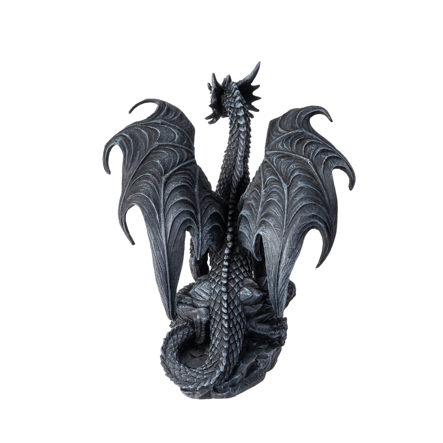 Back view of dragon showing wingspan and tail detail
