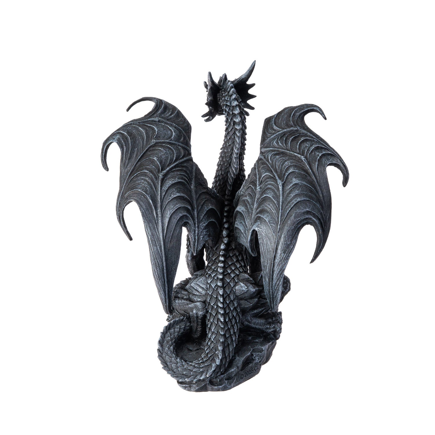 Back view of dragon showing wingspan and tail detail

