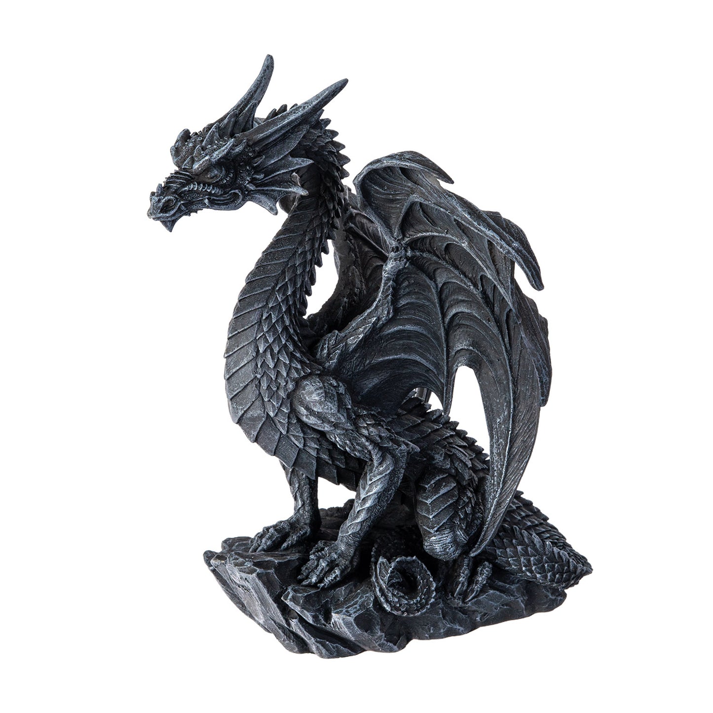 Side view of dragon with textured wings and muscular body detail
