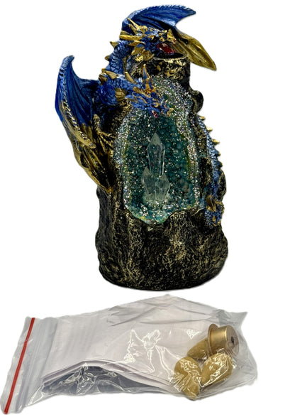 Included accessories and incense components shown with dragon burner
