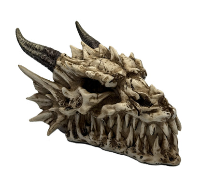 Side view of dragon skull storage box highlighting elongated jaw and gothic fantasy design
