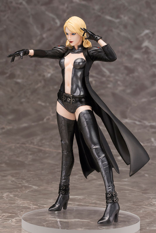 Emma Frost ArtFX Plus figure angled pose showing coat and detail
