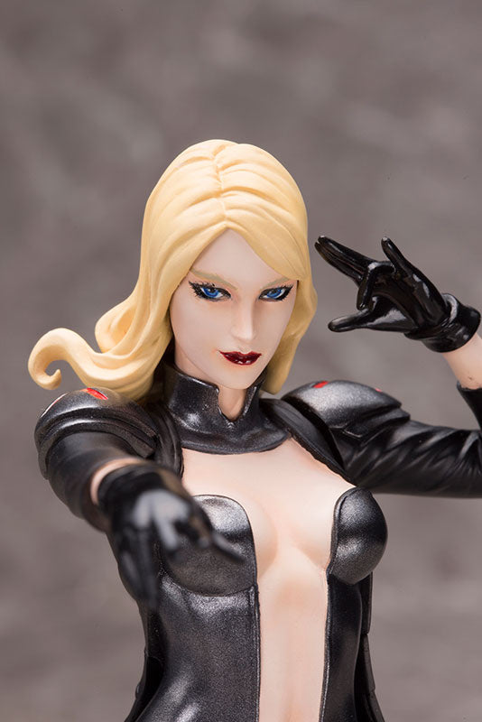 Emma Frost ArtFX Plus close up face detail with blue eyes and blonde hair
