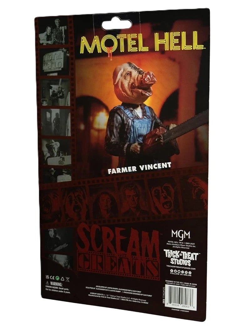 Back of packaging showing Motel Hell artwork and Scream Greats branding
