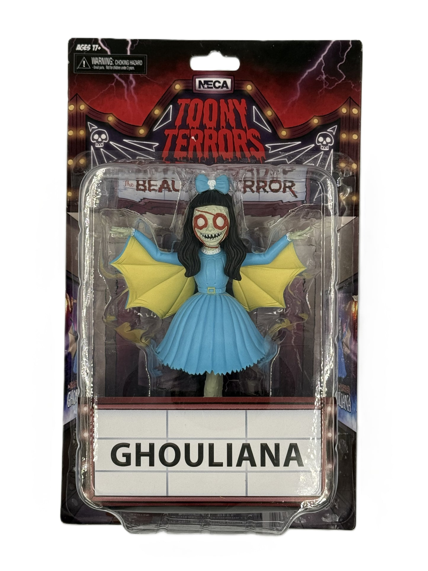 Front packaging of Ghouliana The Beauty of Horror Toony Terrors action figure by NECA
