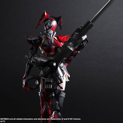 Harley Quinn Variant Play Arts Kai armored version holding heavy weapon accessory close up