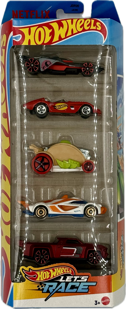 Hot Wheels Lets Race 2024 5 car pack front packaging
