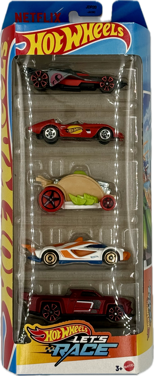 Hot Wheels Lets Race 2024 5 car pack front packaging