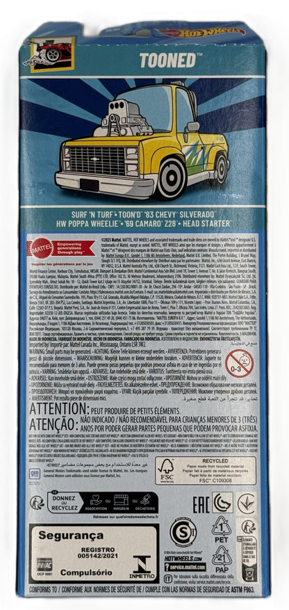 Hot Wheels Tooned 5 pack back showing included vehicles and product details

