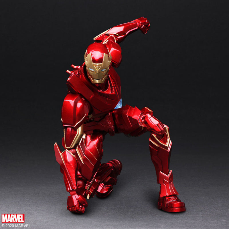 Iron Man Bring Arts figure crouching action pose ready for combat
