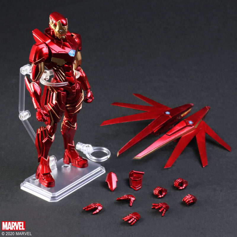 Iron Man Bring Arts figure with display stand and accessories setup
