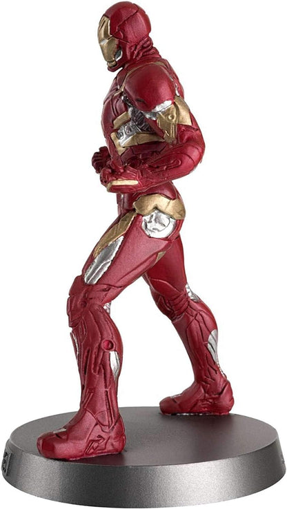 side view of Iron Man Mk 46 metal statue showing armor detail
