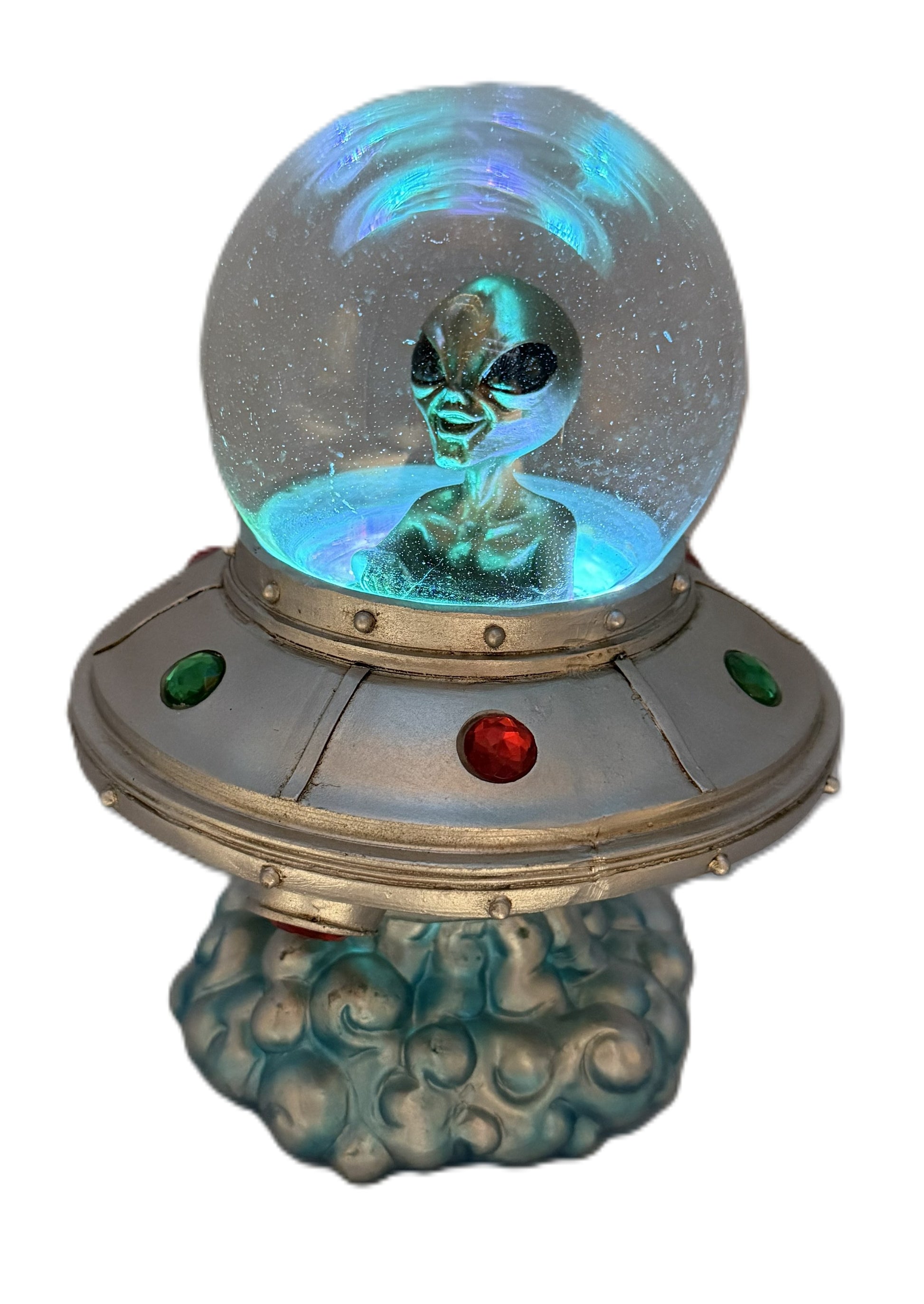LED Alien Spacecraft illuminated with bright blue LED lighting.