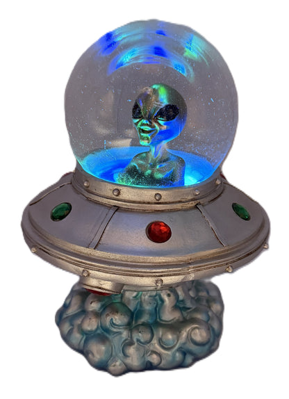 LED Alien Spacecraft illuminated with cyan blue LED lighting.