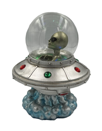 Left side view of the LED Alien Spacecraft featuring the alien pilot inside the UFO.