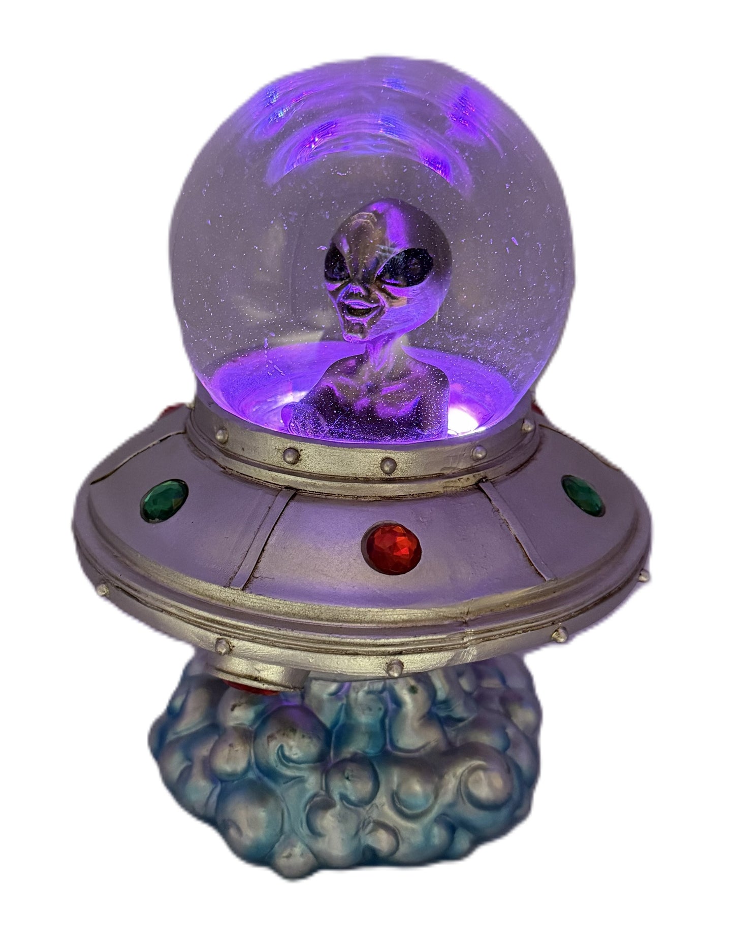 LED Alien Spacecraft glowing with vibrant purple LED lighting.