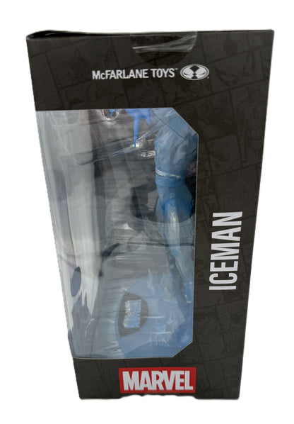 Side view of Marvel Iceman McFarlane Toys Platinum Edition collectible figure packaging.