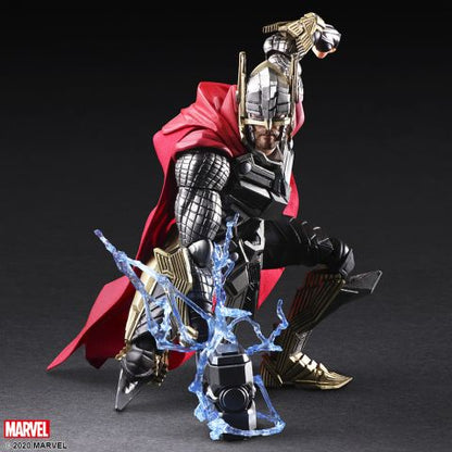 Variant Bring Arts Thor action figure in kneeling pose with hammer and lightning effect