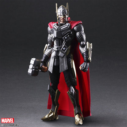 Marvel Variant Bring Arts Thor figure standing with Mjolnir and red cape