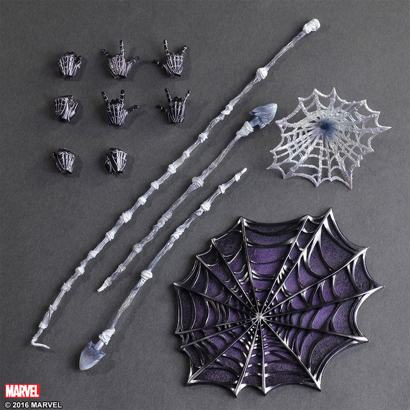 Accessories included with the Marvel Variant Play Arts Kai Spider-Man Limited Color Black Suit action figure.