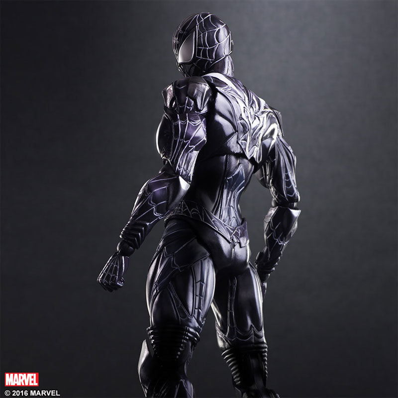 Rear view of the Marvel Variant Play Arts Kai Spider-Man Limited Color Black Suit action figure.