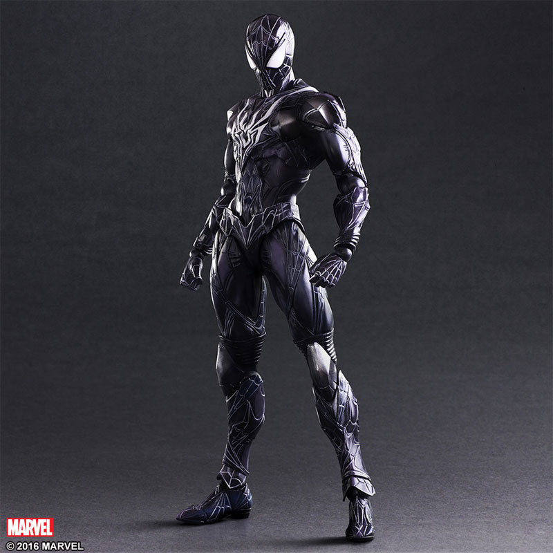 Marvel Variant Play Arts Kai Spider-Man Limited Color Black Suit action figure front view.