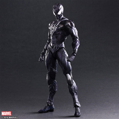 Marvel Variant Play Arts Kai Spider-Man Limited Color Black Suit action figure front view.