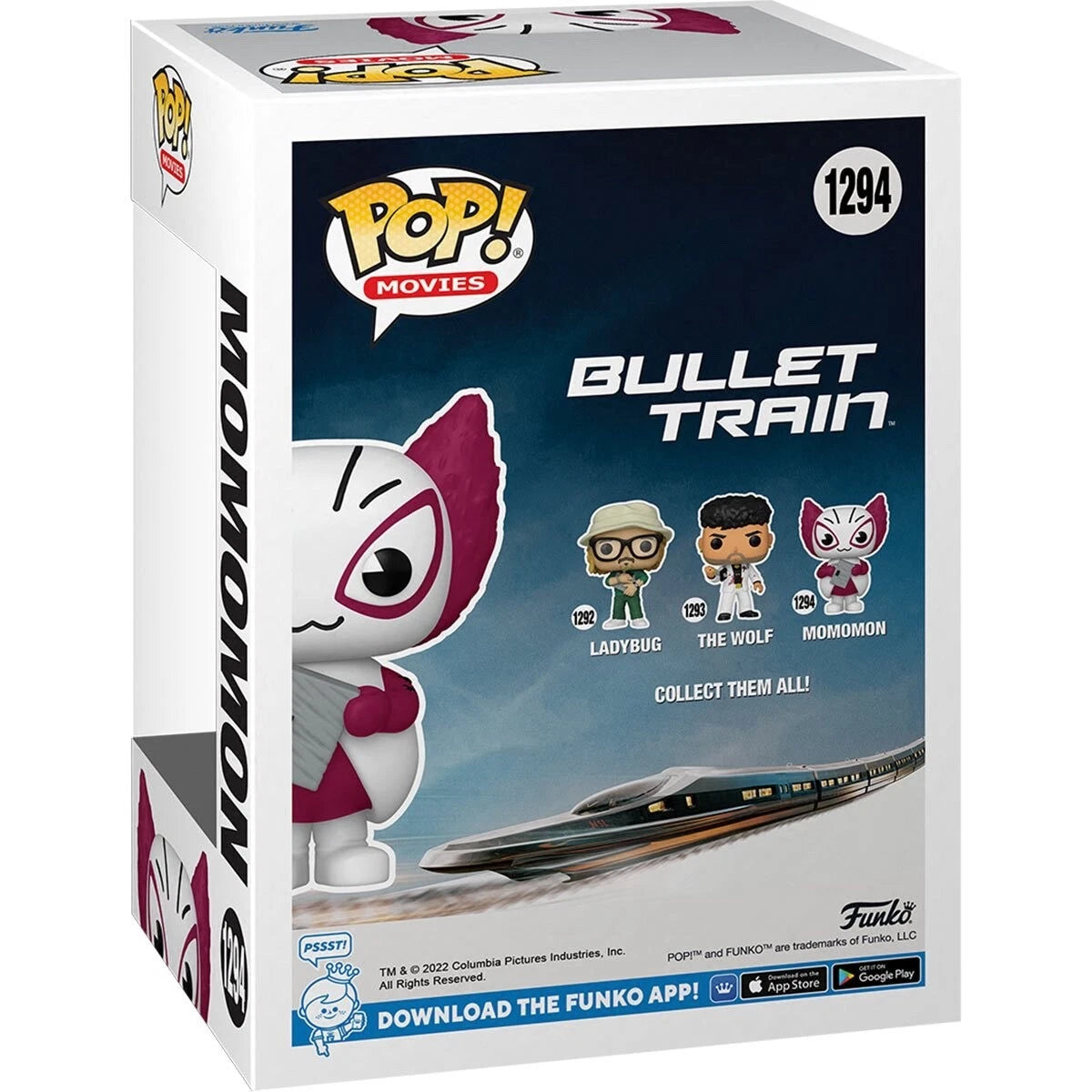 Bullet Train Momomon Funko Pop Movies figure box back showing collection lineup